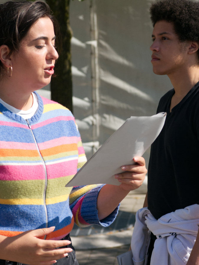 Actors during Waves performance